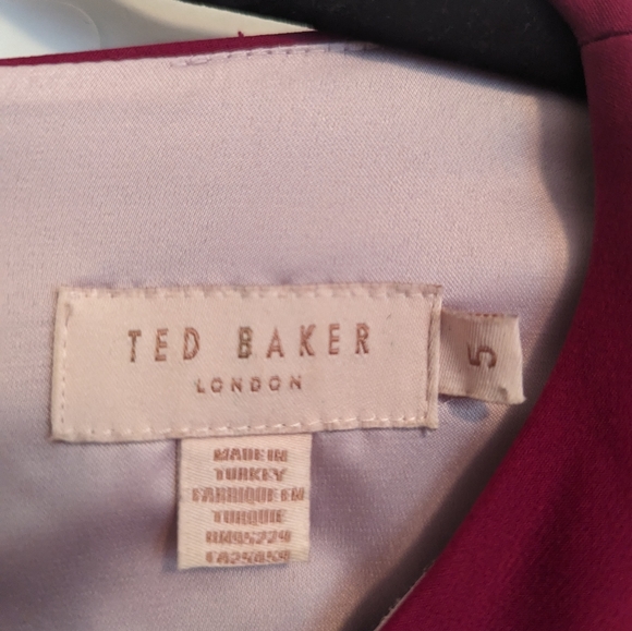 Ted Baker London women's sz 5 (US 12) dark pink dress with bow & 2 pockets - Picture 7 of 8